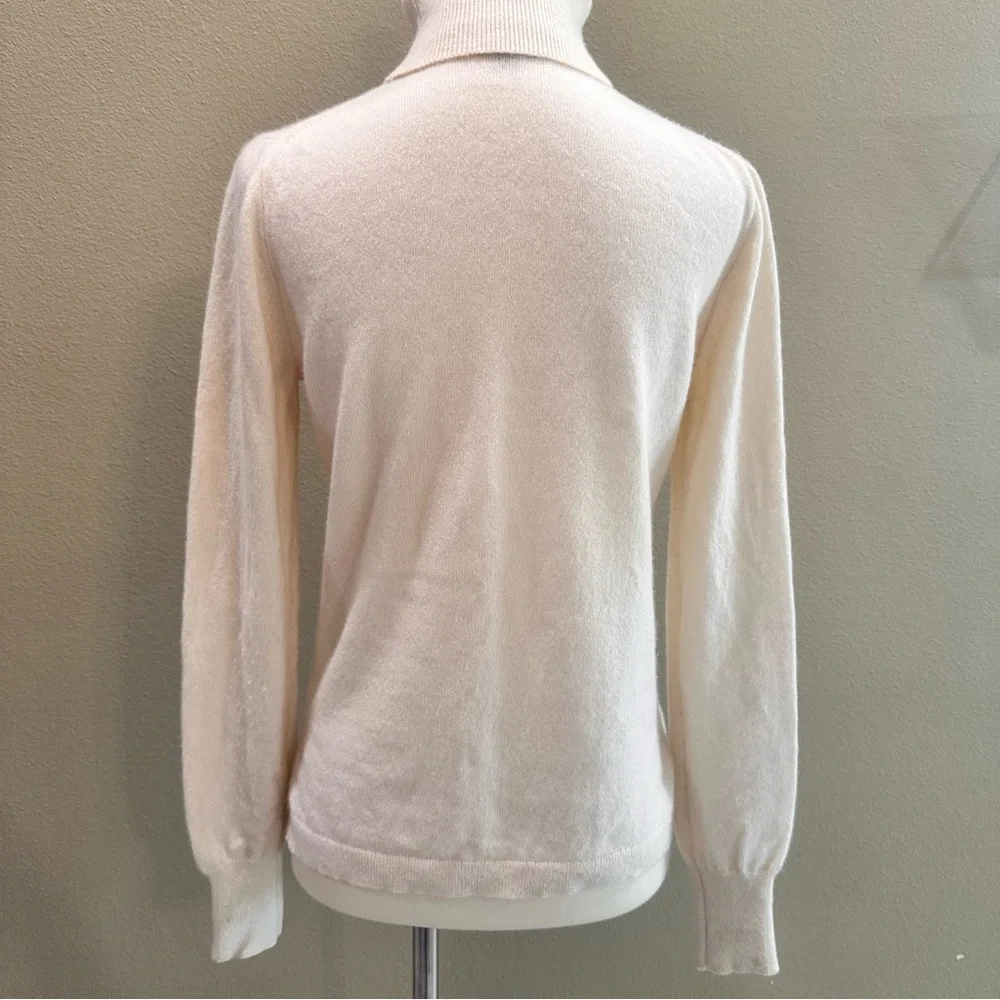 Women's Cream Turtleneck Sweater J. Crew 100% Cashmere Off White Small